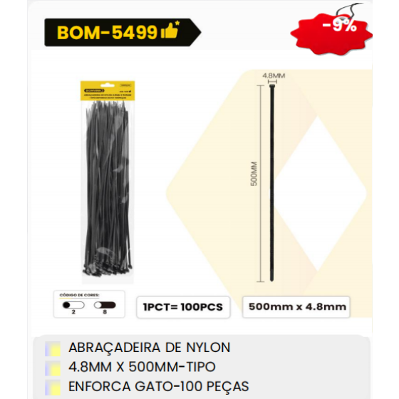 1箱尼龙夹具
4.8毫米x500毫米-类型卡扣式-100件（1箱=100PCS）
