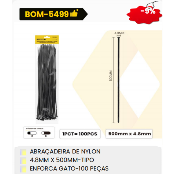 1箱尼龙夹具
4.8毫米x500毫米-类型卡扣式-100件（1箱=100PCS）
