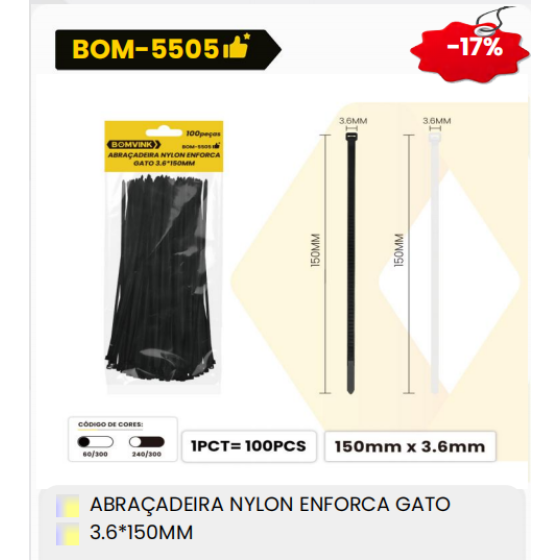 1箱尼龙夹具，用于固定猫3.6*150毫米（1箱=300PCS）