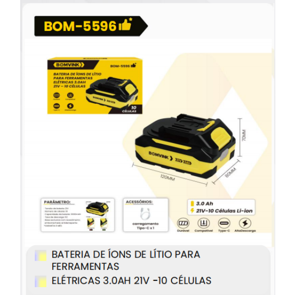 1箱用于电动工具的锂离子电池
电动工具3.0AH21V-10节电池（1箱=12PCS）