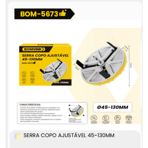 1箱可调节杯形锯45-130毫米（1箱=50PCS）