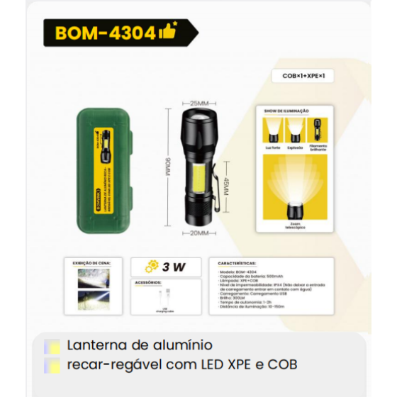 1箱铝合金灯可充电式带LEDXPE和COB灯珠的灯具（1箱=240PCS）