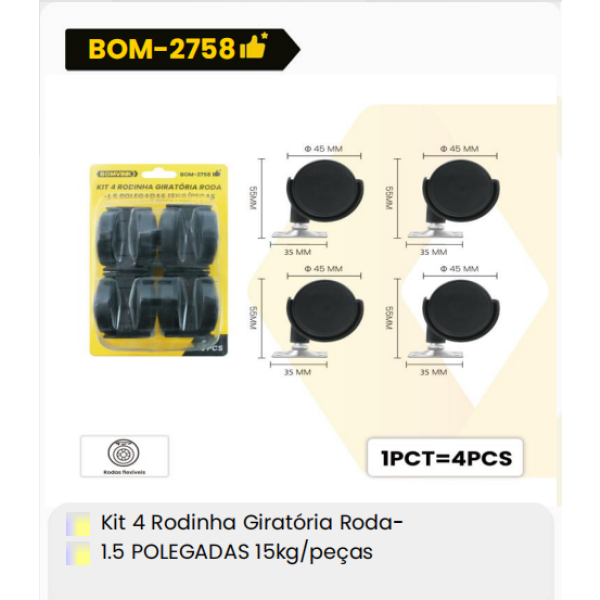 1箱4个旋转轮套件轮子-1.5英寸15公斤/件（1箱=100PCS）