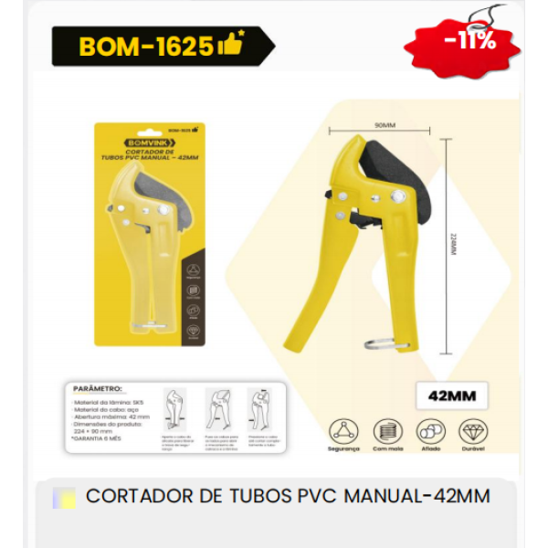 CORTADOR DE TUBOS PVC MANUAL-42MM
