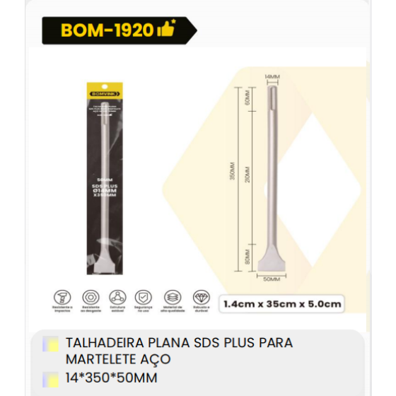 1箱钢制马特莱特
平面钻头SDS PLUS用于
14*350*50毫米（1箱=50PCS）