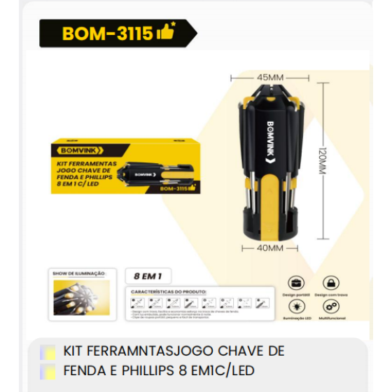1箱工具套装钥匙游戏凹槽和菲利普斯8个EMIC/LED（1箱=100PCS）