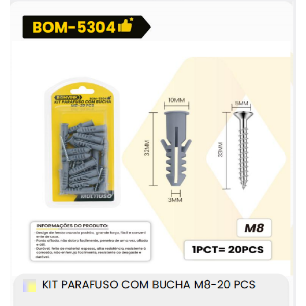 1箱带垫圈的M8螺栓套件20个装（1箱=144PCS）